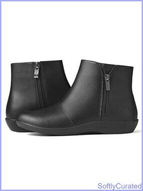 Synthetic Leather Flat Ankle Boots Side Zipper Casual Short Booties
